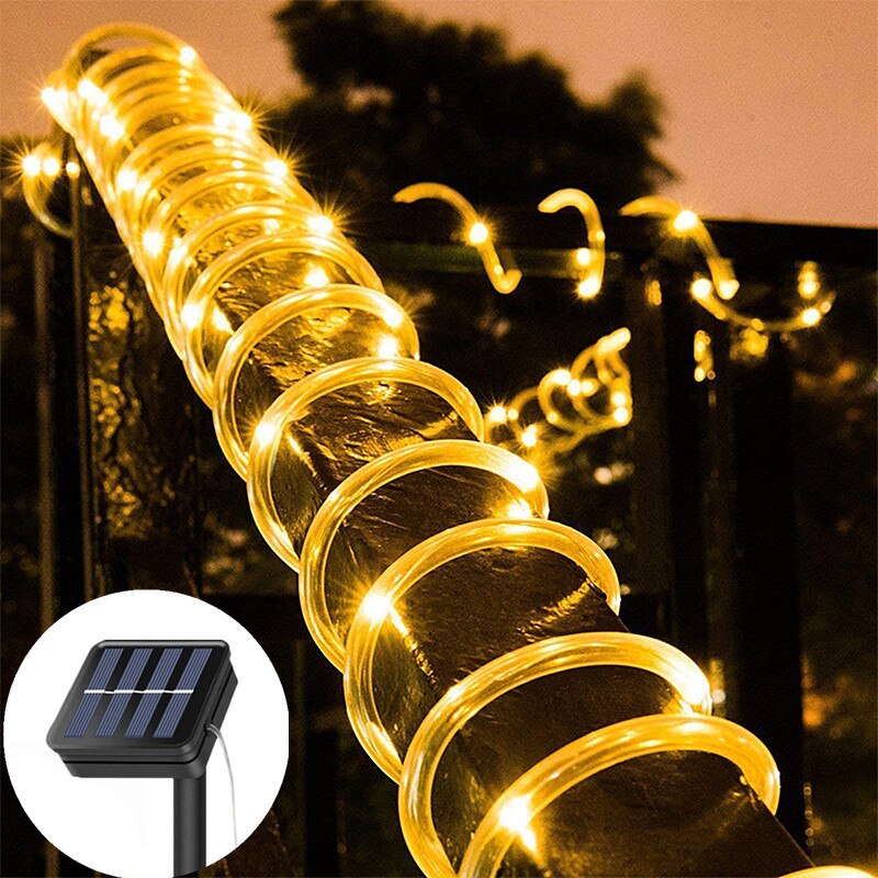 7m 12m 22m 32m guirlande solsnor lyser reb rør belysning til hjemmet have julelampe plæne dekoration solenergi lys