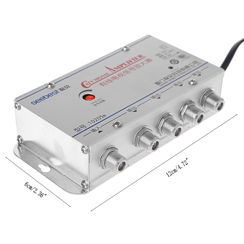 Divisor y5lc do impulsionador do amplificador 220v 45-860mhz do sinal da antena da tevê do vcr de 4 vias