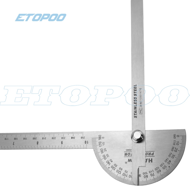 0-360 degree Protractor bevel square angle ruler gauge 250mm stainless steel goniometer drawing gauges tool