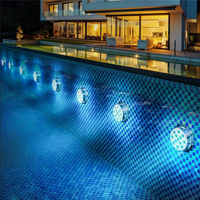 Flytande poollampor 16 färger dränkbara led-lampor med magnet och sugkopp dammfontän undervattensled nattlampa