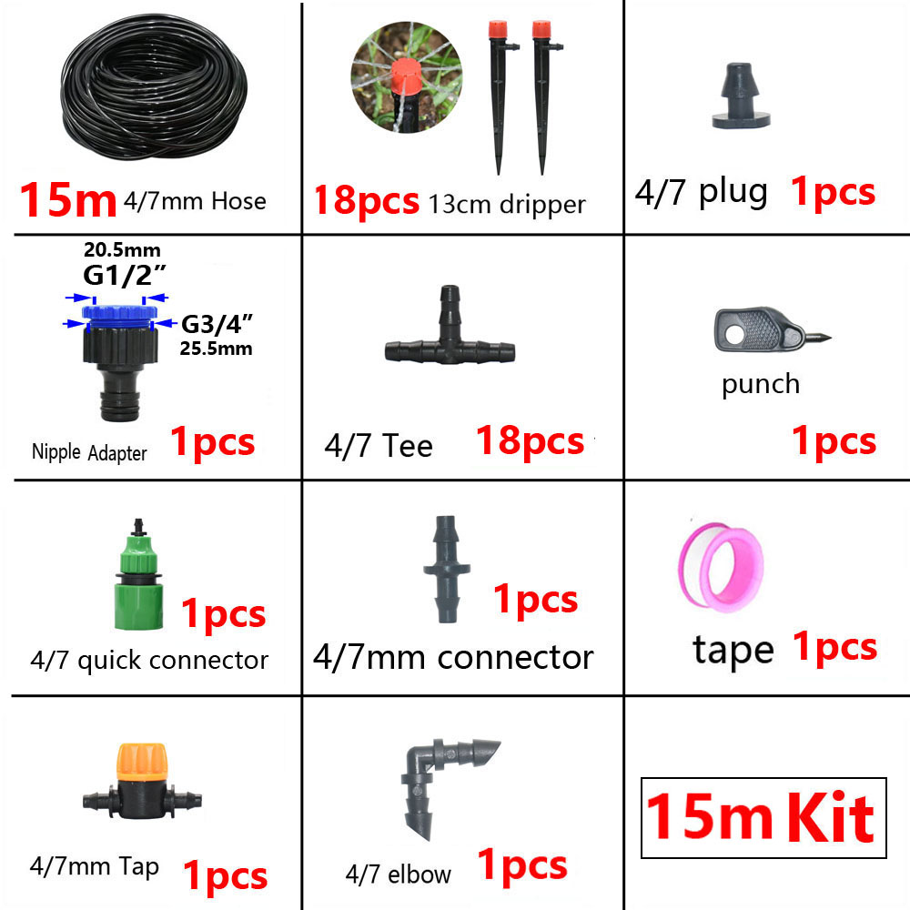 DIY Drip Irrigation System Automatic Watering Kit Irrigation Timer Garden Hose Adjustable Dripper Garden Tool Set