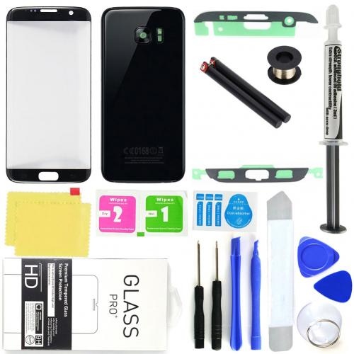 Ytre front glass skjerm digitizer montering erstatningssett til samsung galakse  s7 kant ytterskjerm erstatning uv lim sett: Svart