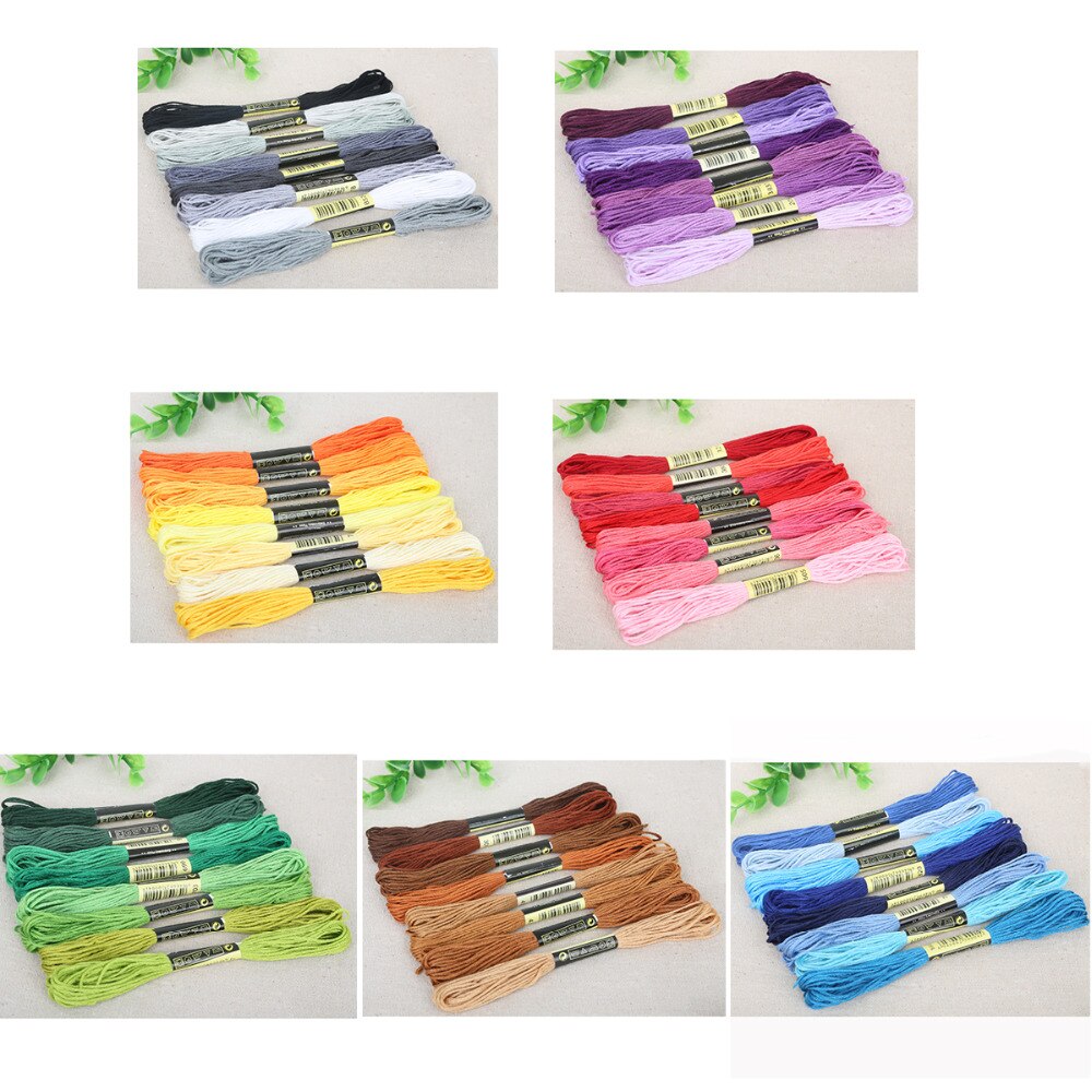8 pcs Mix Colors Cross Stitch Cotton Sewing Skeins Craft DMC Embroidery Thread Floss Kit DIY Sewing Tools