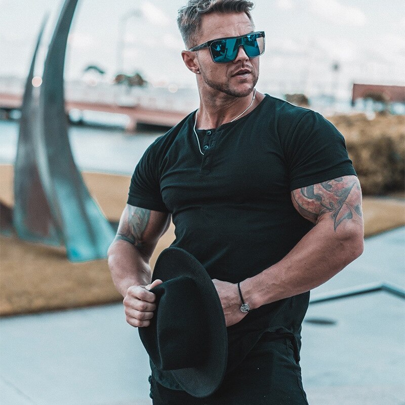 Nueva camiseta Casual para hombre, Camiseta deportiva de algodón para gimnasio, estampado de , camiseta de manga corta, Tops, ropa deportiva de verano para entrenamiento