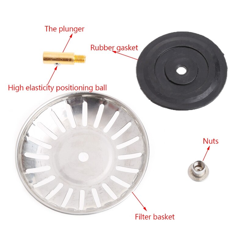 Kitchen Stainless Steel Basin Drain Dopant Sink Strainer Basket Waste Filter