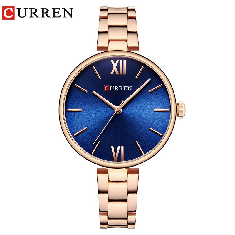 CURREN Vrouwen Horloge Mode Luxe Horloge Reloj Mujer Rvs Vrouwelijke Klok Quartz Armband Horloge Klok: rose blue