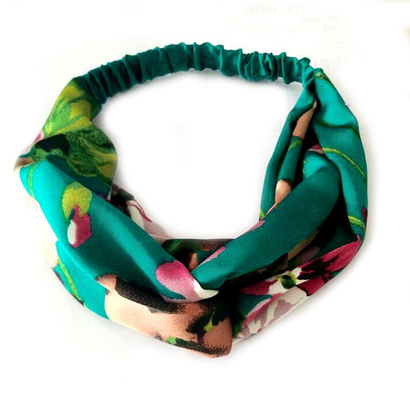 1pc retro kors turban bandasje bandanas hårbånd bohemiske hårbånd print pannebånd hår tilbehør hodepakke for gravide kvinner: Grønn