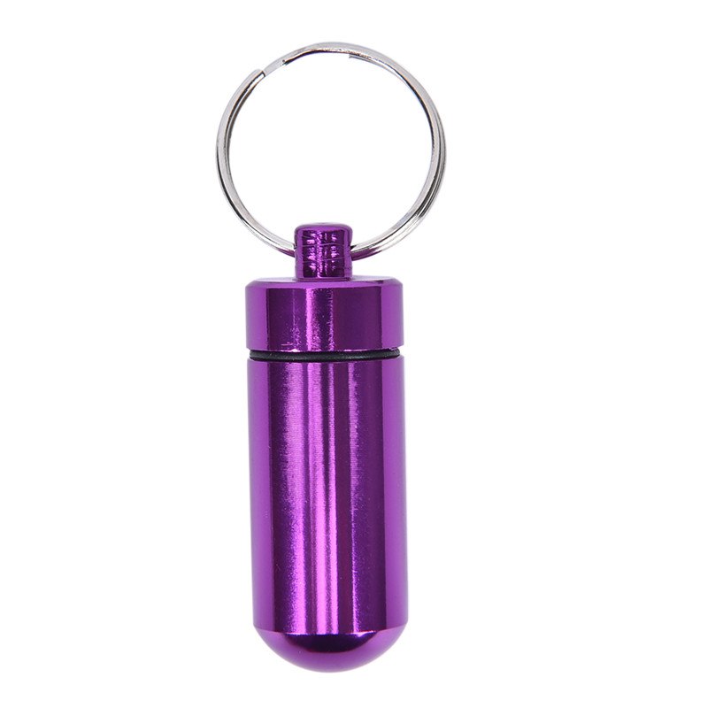 Pastillero de aluminio resistente al agua, estuche para medicamentos, portabotellas, llavero, pastillero para exteriores, pastillero, 4 colores, 1 ud.: Marrón