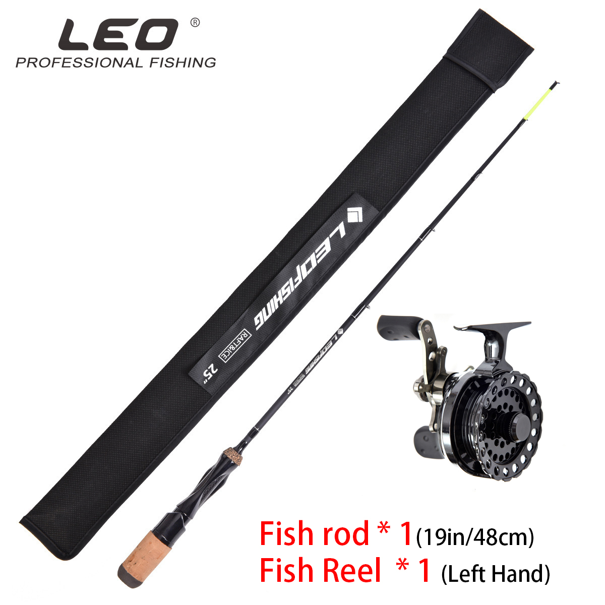 LEO integrated flat body ice fishing rod single section flat fishing rod: Navy Blue