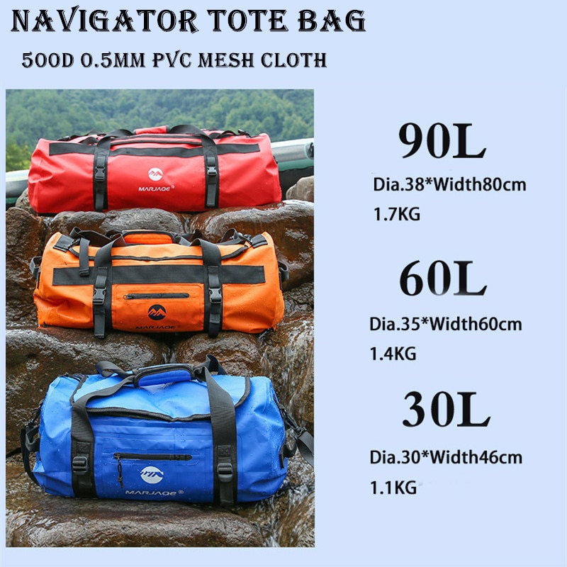 30L 60L 90L Large capacity Upstream Waterproof bag Outdoor Swim Camping Water River Navigator Sailing Fishing Dry Storage Roof