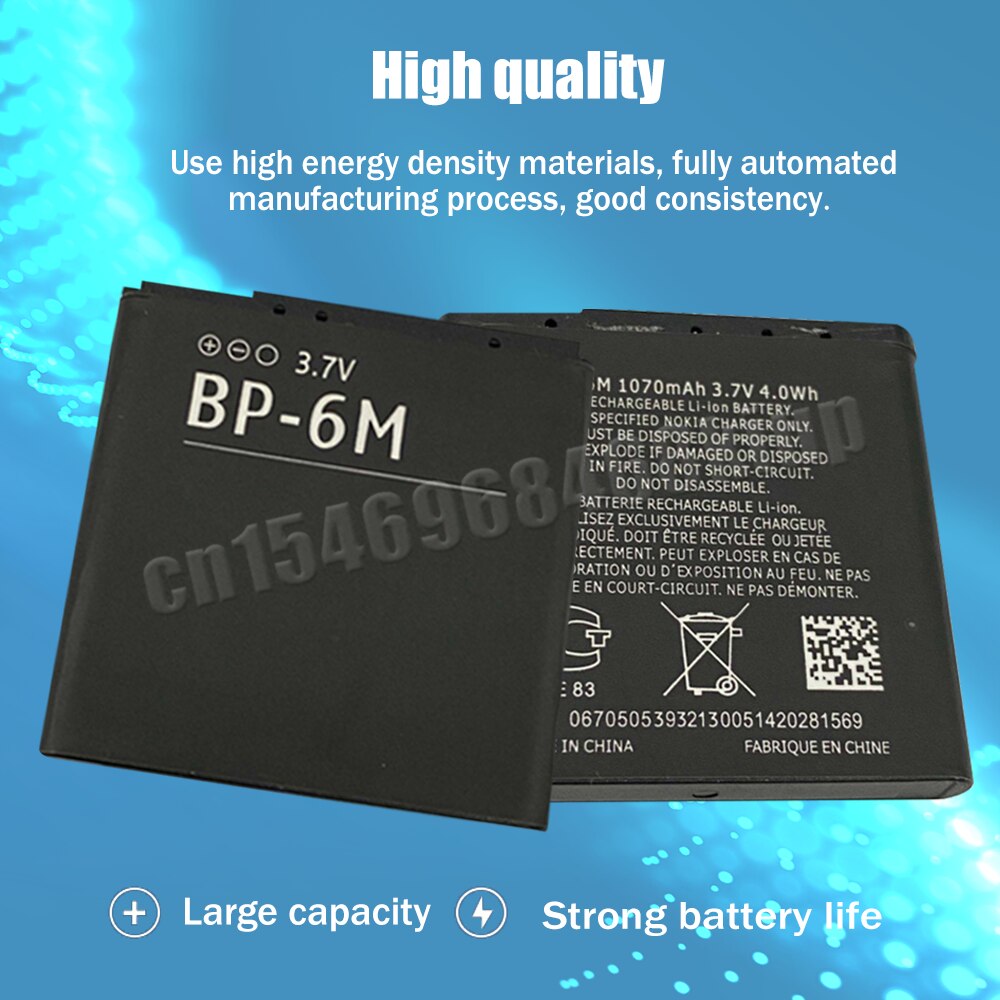 Batería de litio de repuesto para móvil, pila de 1070mAh, BP-6M, BP, 6M, BP6M, para Nokia 6233, 6280, 6288, 9300, N73, N93, 3250, 6290, 1-20 Uds.