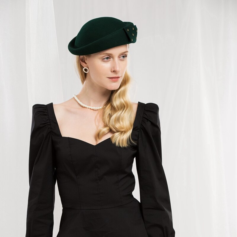 Dames fedora hoeden feest fedora pet wollen hoed modieuze winterhoed vrouw koepelmuts verstelbaar  a42