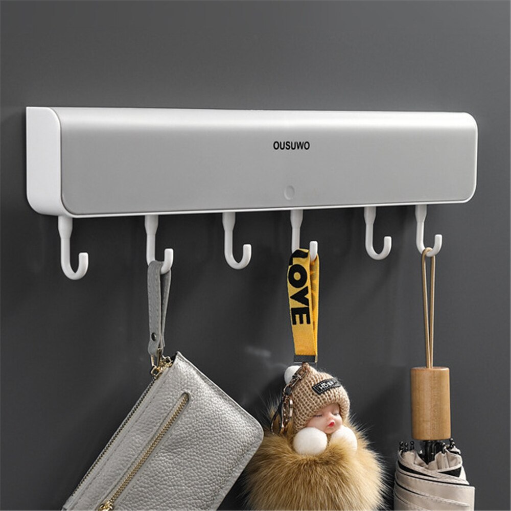 Free Punch Storage Rack Shelf with Hook Coat Wall Hanger Key Coin Storage Box Clothes Organizer Hanger for Bathroom Accessories