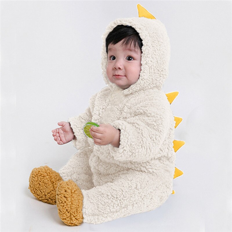 Baby Winter Jumpsuit Baby Baby Jongens Meisjes Cartoon Dinosaurus Fleece Hoodie Romper Kleding Jumpsuit #4D03