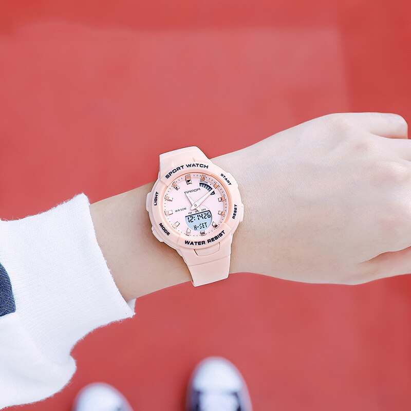 Roségouden zilveren horloges voor dames, sanda merk dames, digitaal quartz dameshorloge, polshorloge voor meisjes en jongens, gratis verzending