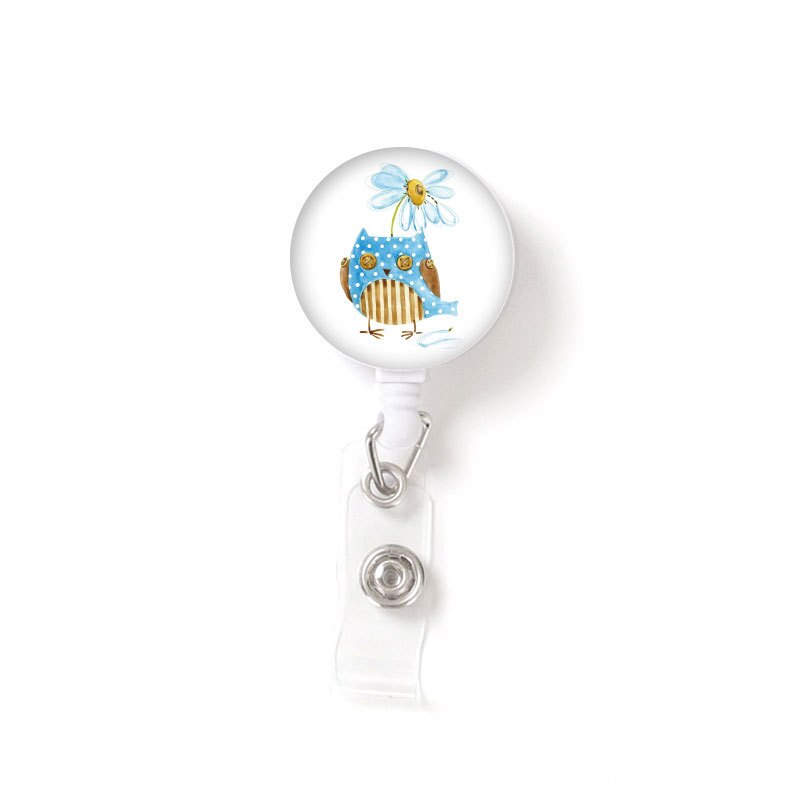 Vrouwen Meisjes Werkkaart Clip Gedraaid Id Tag Clip Uil Patroon Intrekbare Badge Reel Voor Verpleegster Arts Badge Houder: B