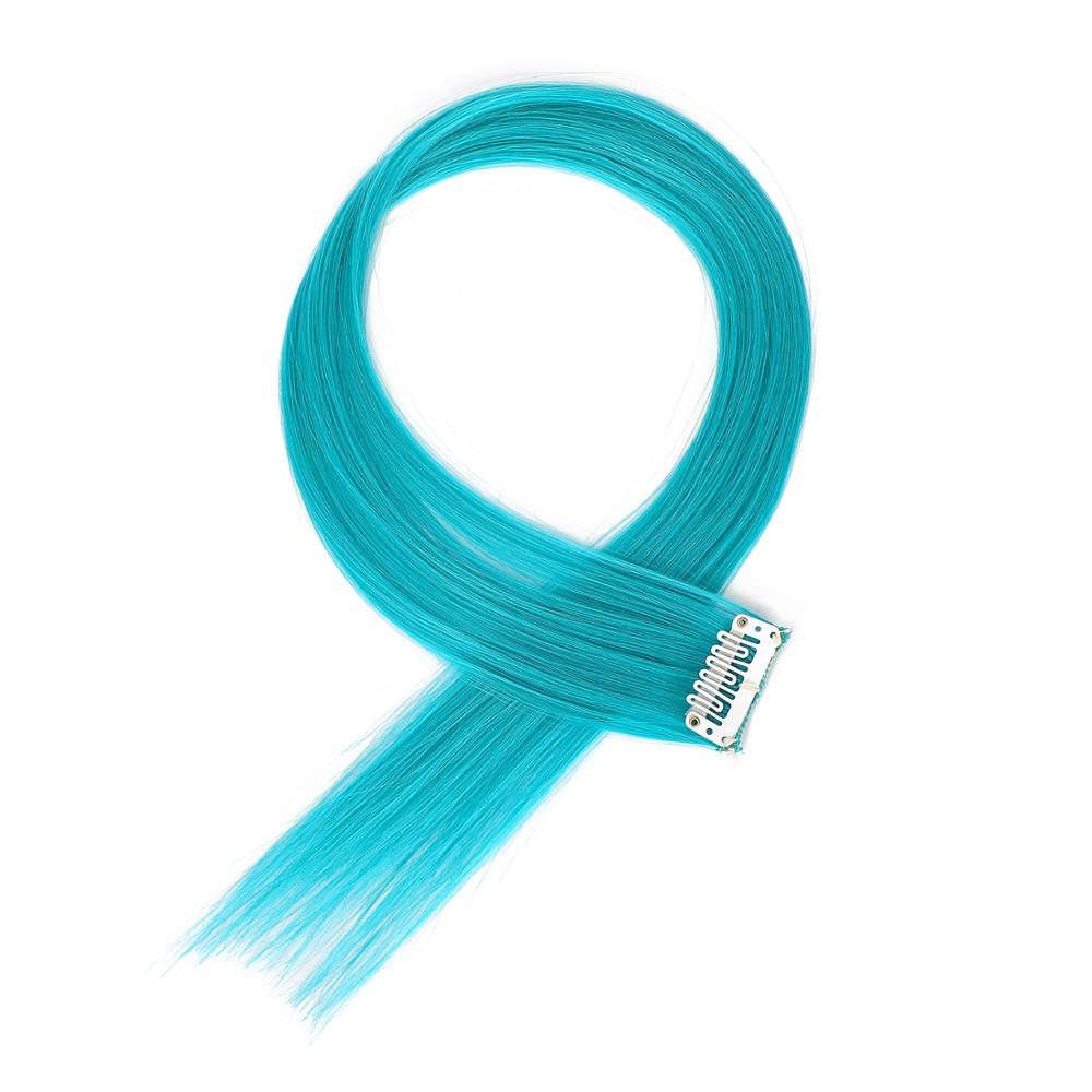 XBwig-extensiones de cabello sintético para mujer, Clip puro en tiras de una pieza, 12 ",: Tiffany Blue