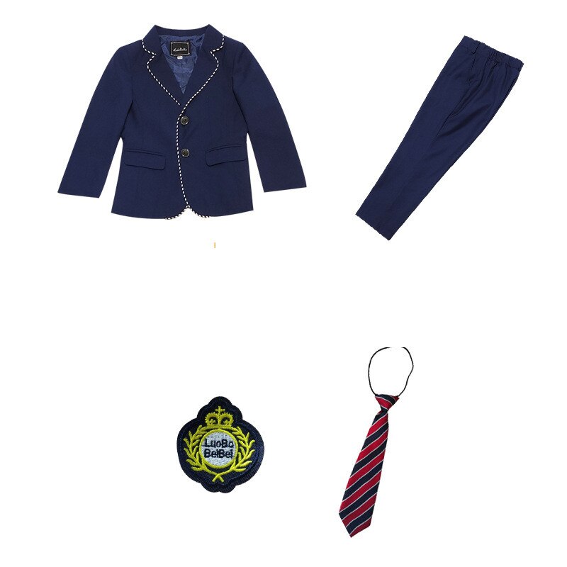 Boys School Uniform Girls Navy Jacket Skirt Shirt Tie Suits Kids Formal Dress Tuxedo Clothes Sets Students Outfits Child Costume
