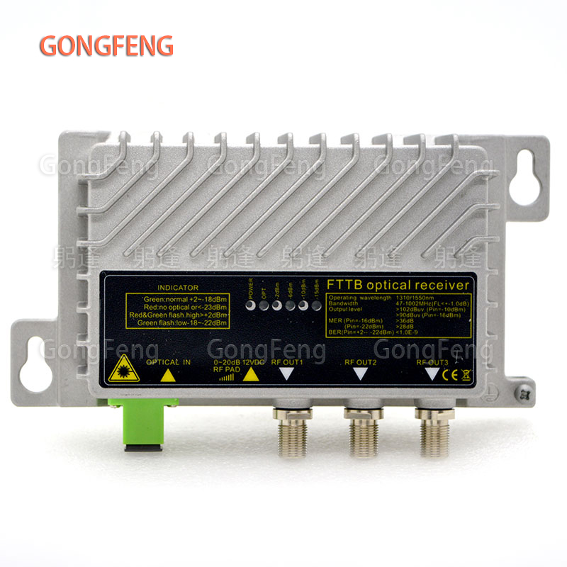 Receptor óptico FTTB CATV, mininodo de Control óptico AGC, receptor ultrabajo-23DBM con WDM, salida de alto nivel, precio bajo,