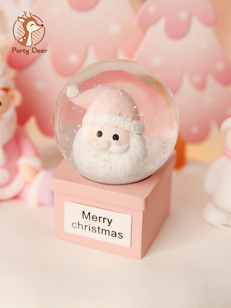 Pink Christmas Tree Bear Santa Claus Xmas Cake Topper for Birthday Party DecorationLove Baby Shower Baking Supplies