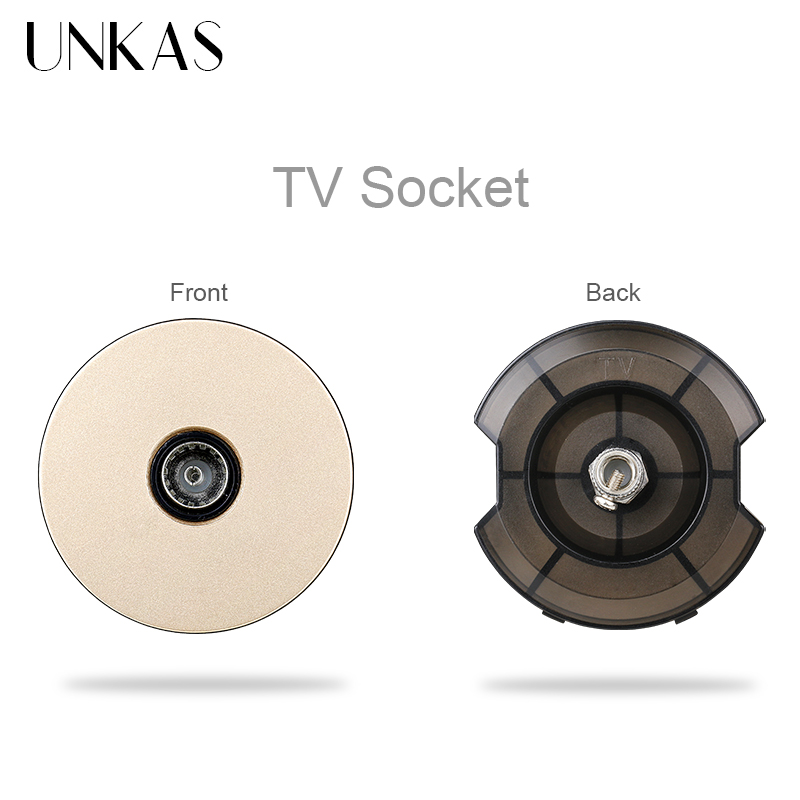 UNKAS DIY Modules Matching TV Connector Port RJ12 Telephone Jack For Wall Power 16A Socket Free Combination Outlet: Gold TV
