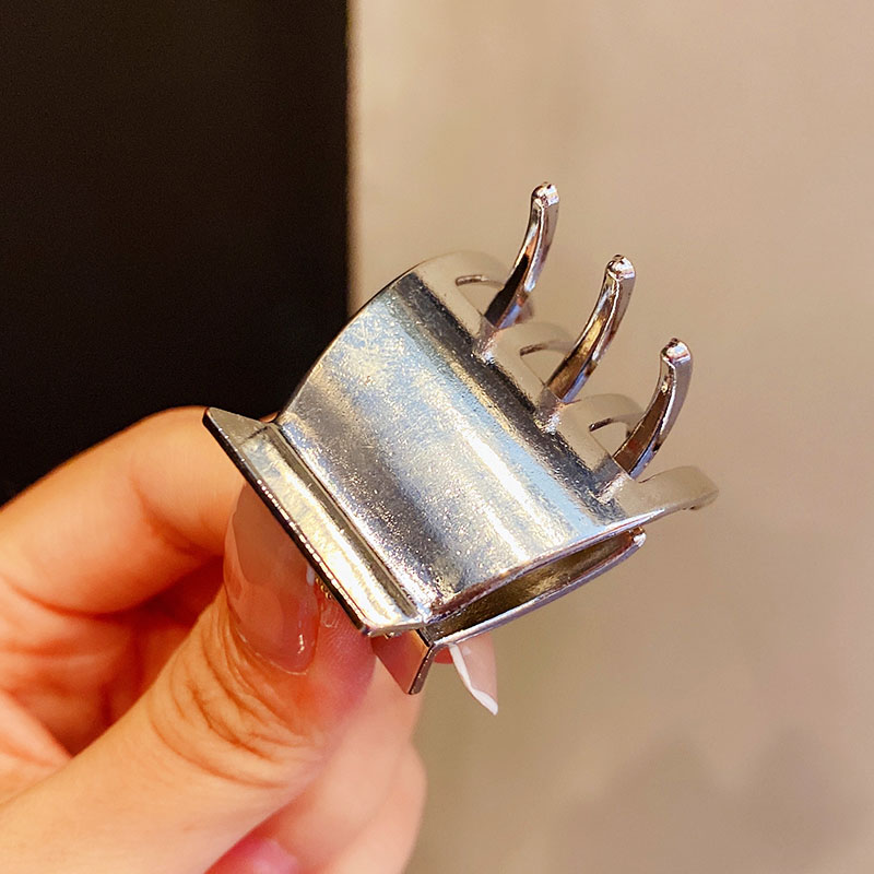 Women Vintage High Ponytail Fixed Geometric Small Hair Claws Lady Convenient Headband Hair Clip Hairpin Hair Accessories: silver metal