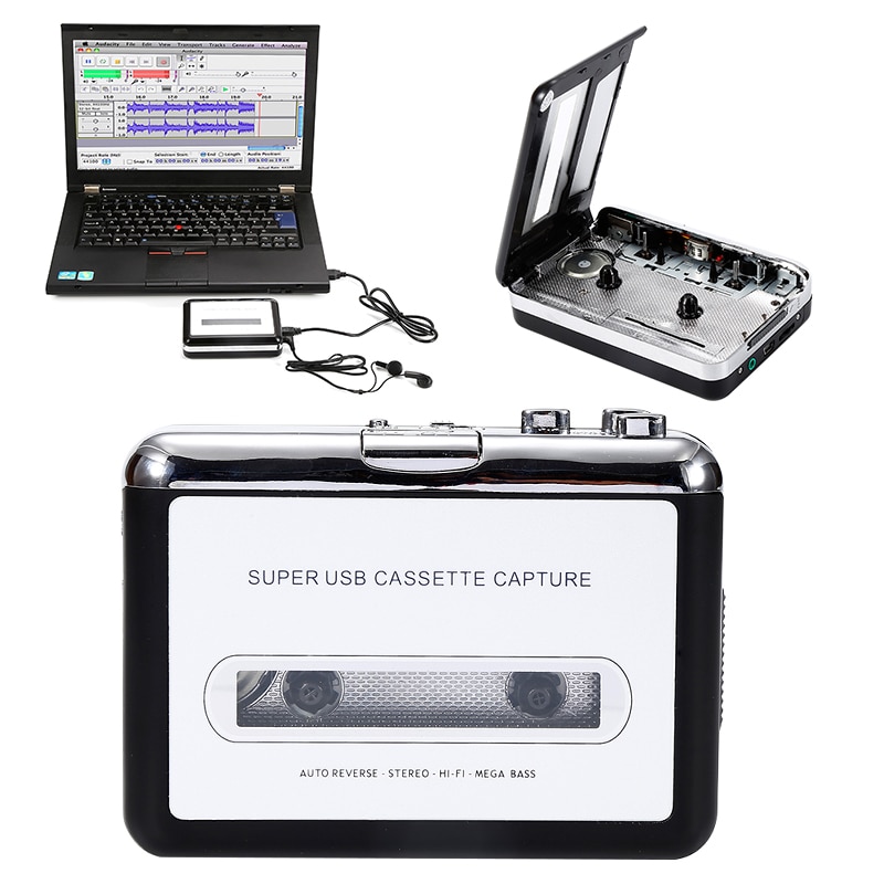 Lettore Cassette USB Con Inversione Automatica – Converti Vecchi Nastri In MP3, Portatile, Con Software E Auricolari Inclusi