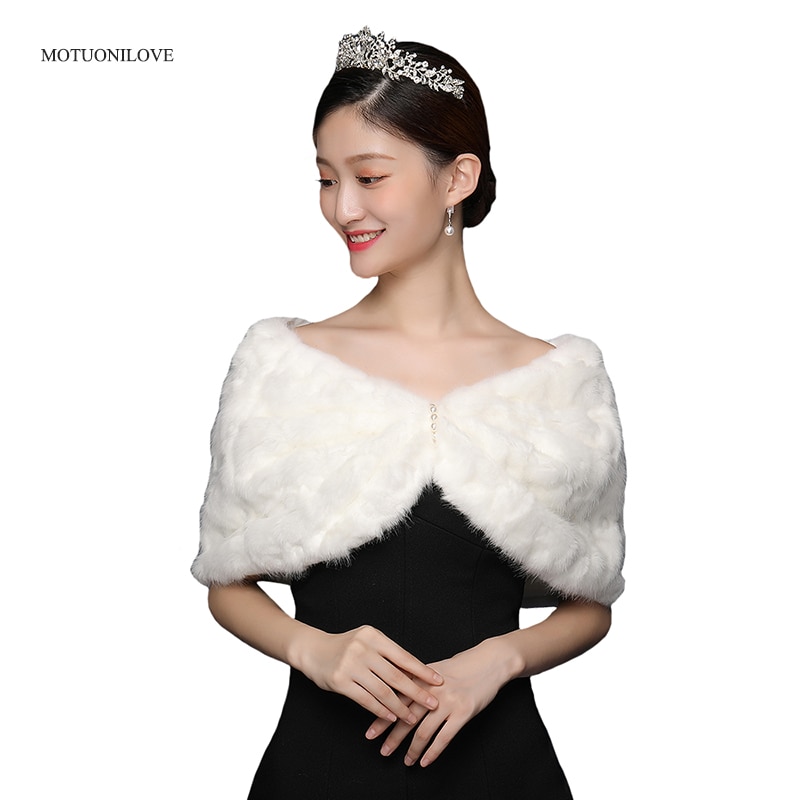 neueste Braut Schal Pelz wickelt Ehe zucken Mantel Braut Winter Hochzeit Party Abend Prom Bolero Jacke Mantel Schal Weibliche