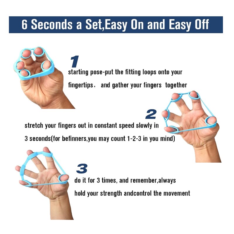 6 Pack Hand Grip Strengthener, Finger Stretcher,Hand Bands Resistance ,Grip Strength Trainer Exercise and Rock Climbing