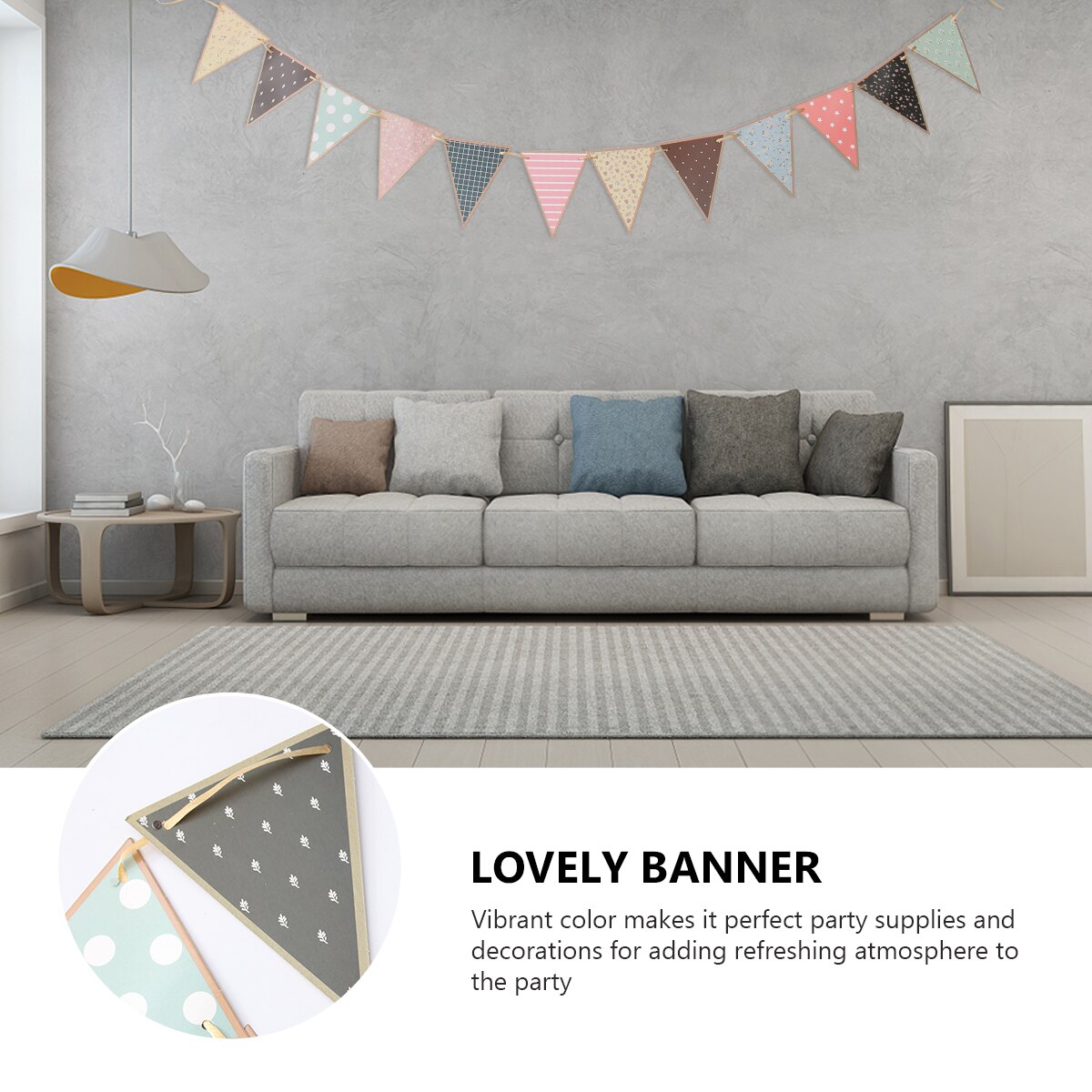 Banderín colgante decorativo, banderín con de escena de , 1 unidad