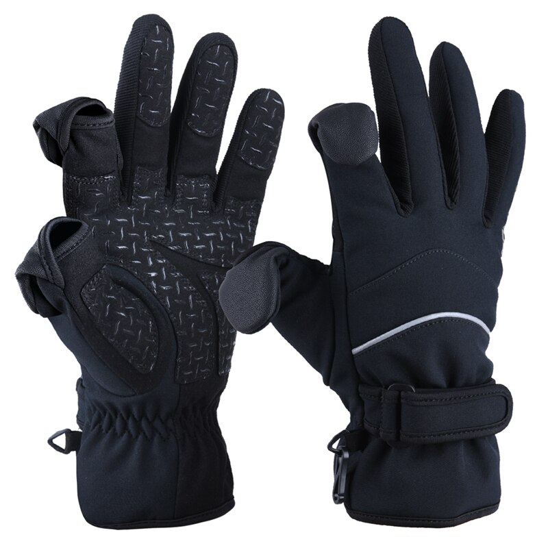 Goture Winter Fishing Gloves 10°F -12℃ Bearing Temperature Warm Waterproof Anti Slip Cut Neoprene Gloves Carp Fishing Tackle: Black / XL