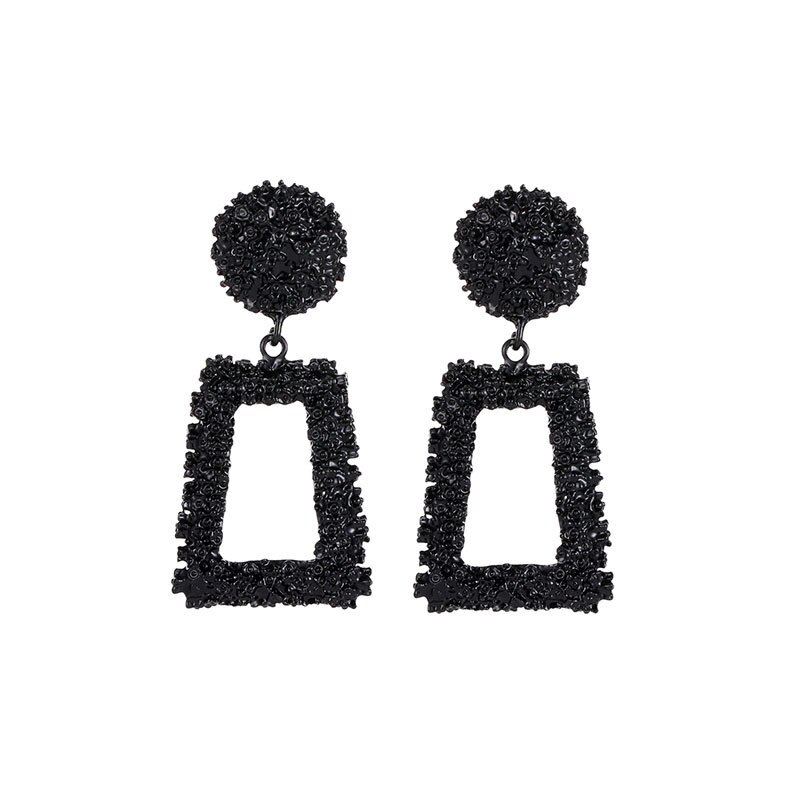 Pendientes colgantes de flor de Metal de Color negro Rock para mujer, aretes geométricos redondos con forma de corazón, hoja, mariposa, cristal, de joyas de