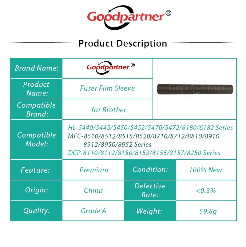 5X Fuser Film Mouw Voor Brother Dcp 8157 8110 8150 8152 Hl 5440 5472 5450 Mfc 8910 8950 8810 8510 8520 8952 8512 8515 8710 8712