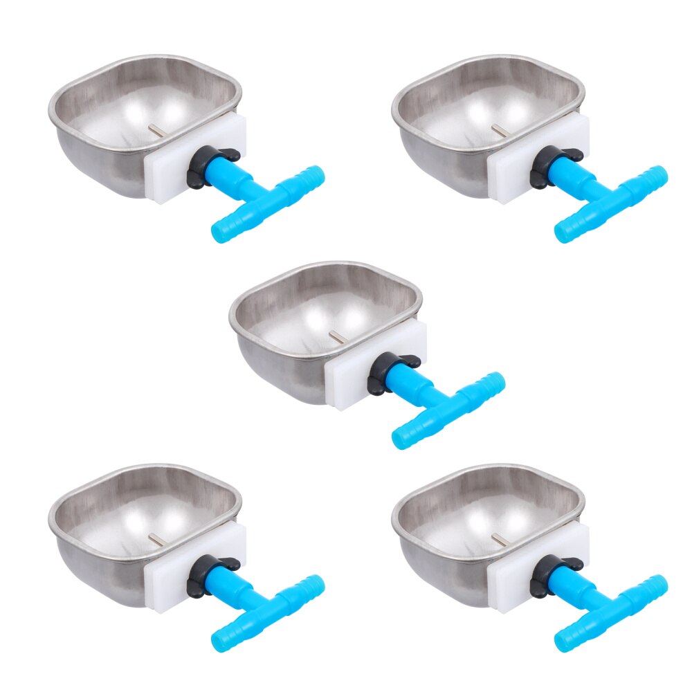 5pcs Poultry Water Container Rabbit Water Bowl Stainless Steel Water Dispenser