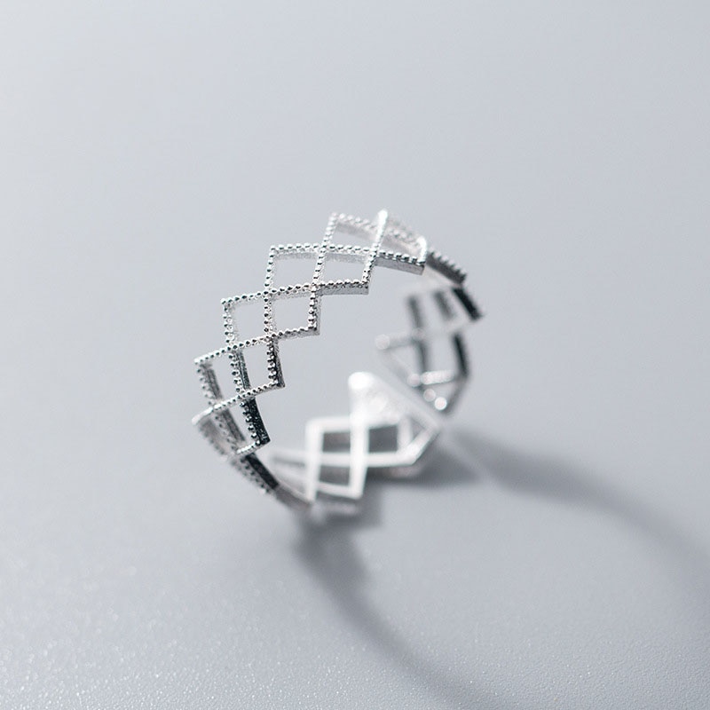 INZATT Echt 925 Sterling Silber Minimalis Geometrischen Hohl Ring Für charmant Frauen Partei Edlen Schmuck modisch Zubehör