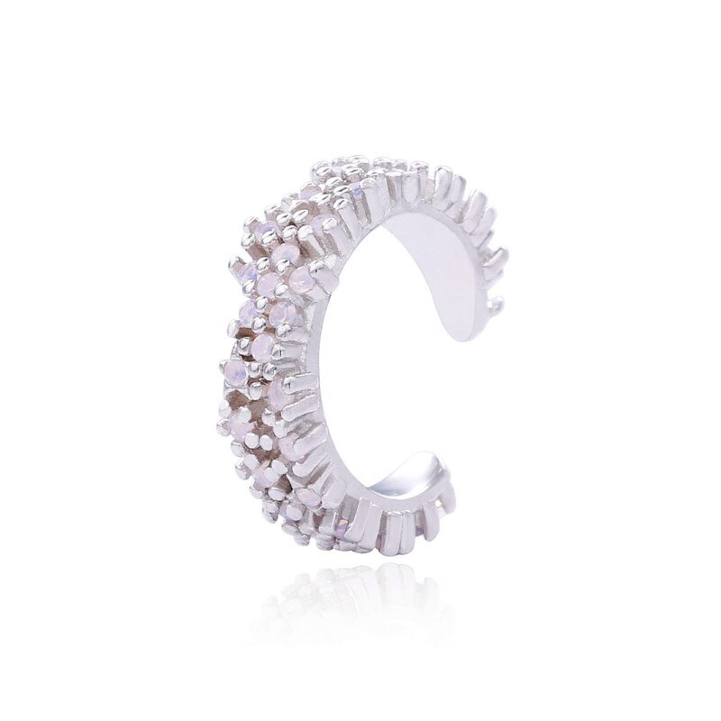 Shadowhunters äkta 925 sterling silver opal öronkudd kvinnor smycke klämma på örhänge för bästa vän uttalande kristall tillbehör: Silver-
