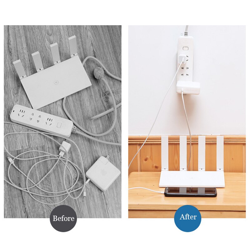 Double Sided Wall Hanger Adhesive Hook Paste Plug Socket Holder Cable Storage Plug Fixing Organize Seamles Waterproof Reusable