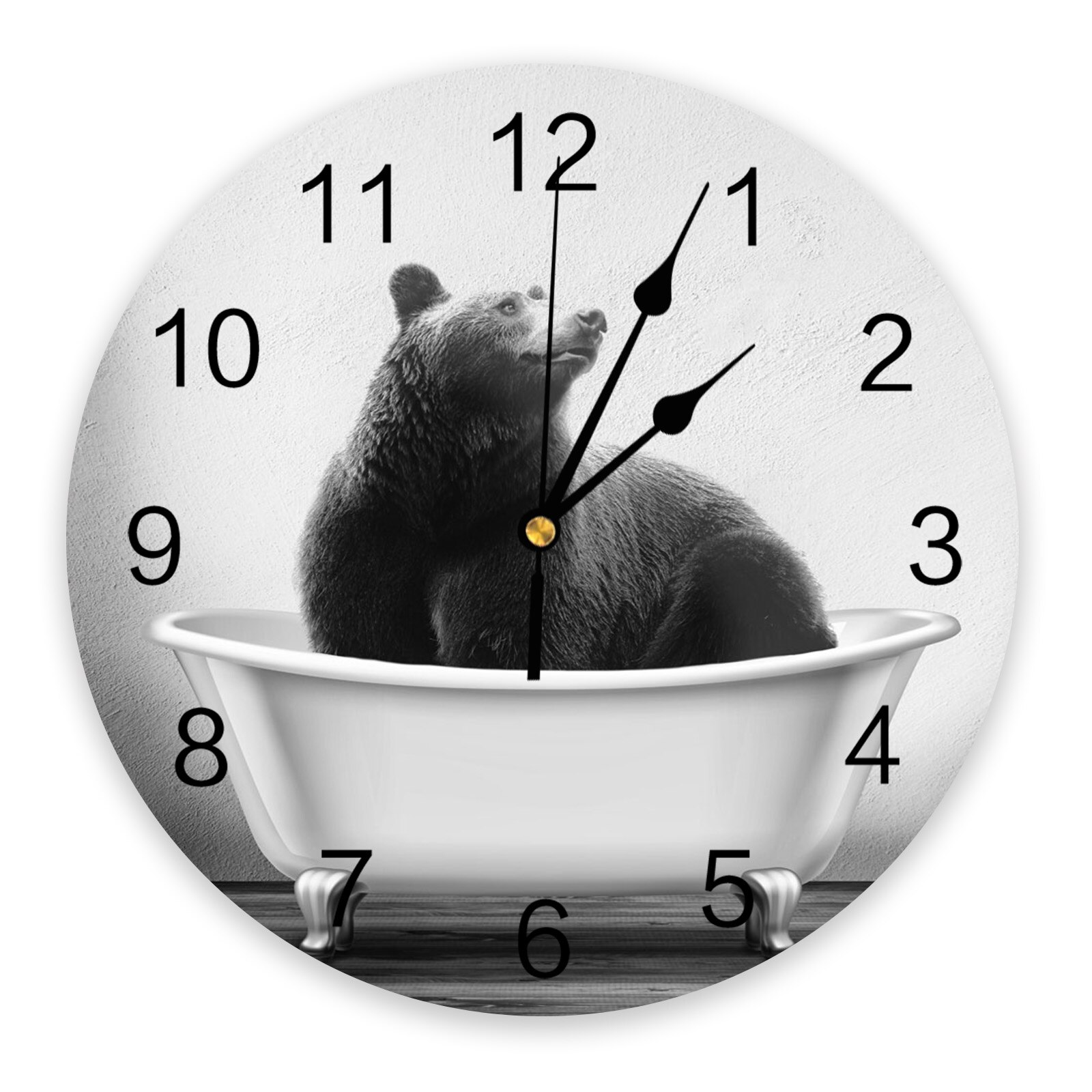 Bathtub Animal Tiger Black White Wall Clock Home Decor Bedroom Silent Oclock Watch Wall Digital Clock Wall Clock Modern: HZF02051CKAZ1