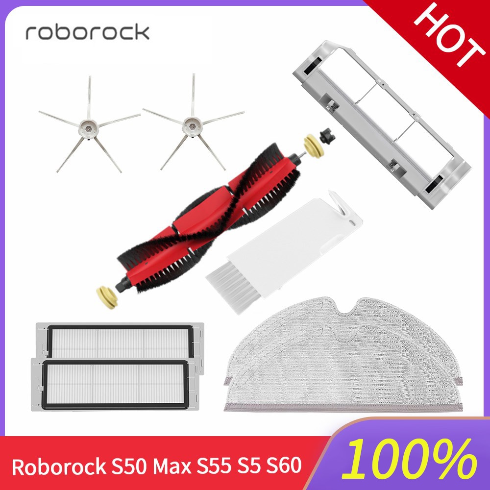 Roborock  s5 max tarvikkeet  s6 s50 s6 maxv:lle  s4 e4 irrotettavaa pääharjan silikonisivuharjan suodatinosaa
