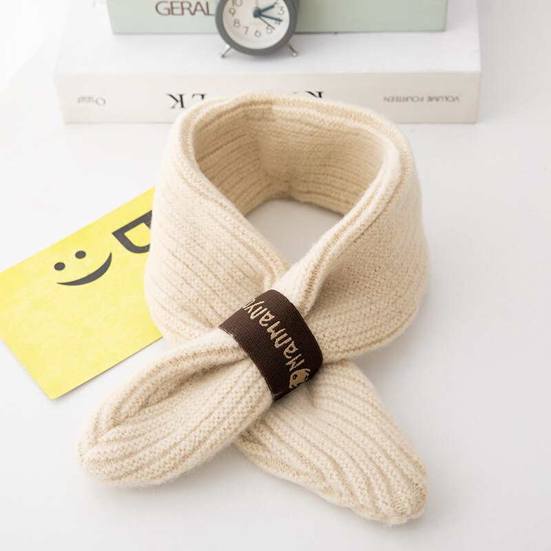 Winter baby scarf boys cross scarf winter and autumn knitted warm girls collar children scarf trend: Beige