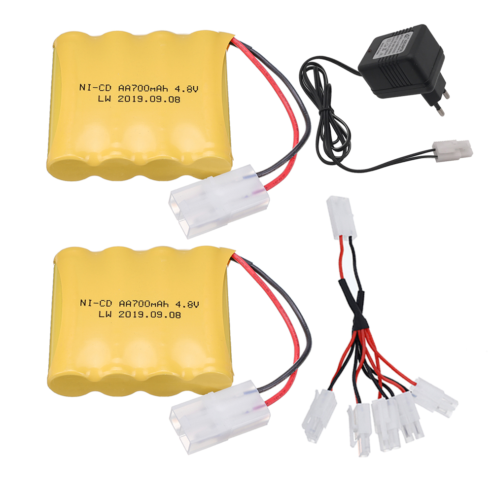 Batería recargable para juguetes eléctricos de control remoto, cargador de 4,8 V, 4,8 mAh, AA, para coche, camión, tanque, barco, enchufe TAMIYA, NI-CD, 700 V: Lavanda