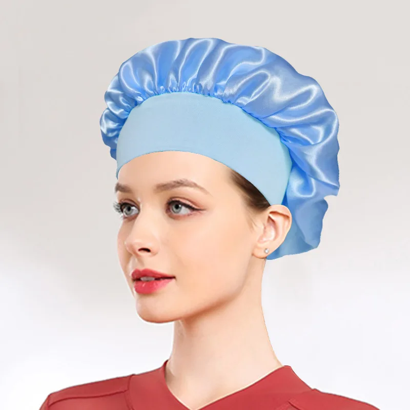 Damen-Schlafmütze mit breiter Krempe, Seidenhaube, Haarwickel zum Schlafen, Schlafmütze mit elastischem, weichem Band, Schlafmütze mit elastischem, weichem Band: Lila