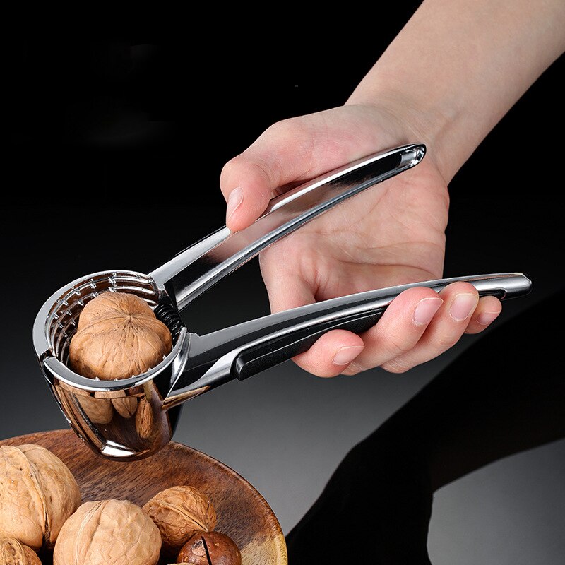 Cascanueces de carcasa de Metal plateado para nueces, Cascanueces de aleación de Zinc multifuncional para nueces, avellanas, macadami