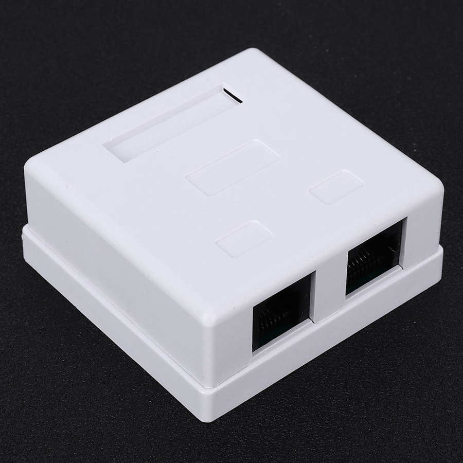 RJ45+RJ11 Wall Connector Junction Adapter 2-Port Desktop Extension Cable Mount Box Networking Wall Plates