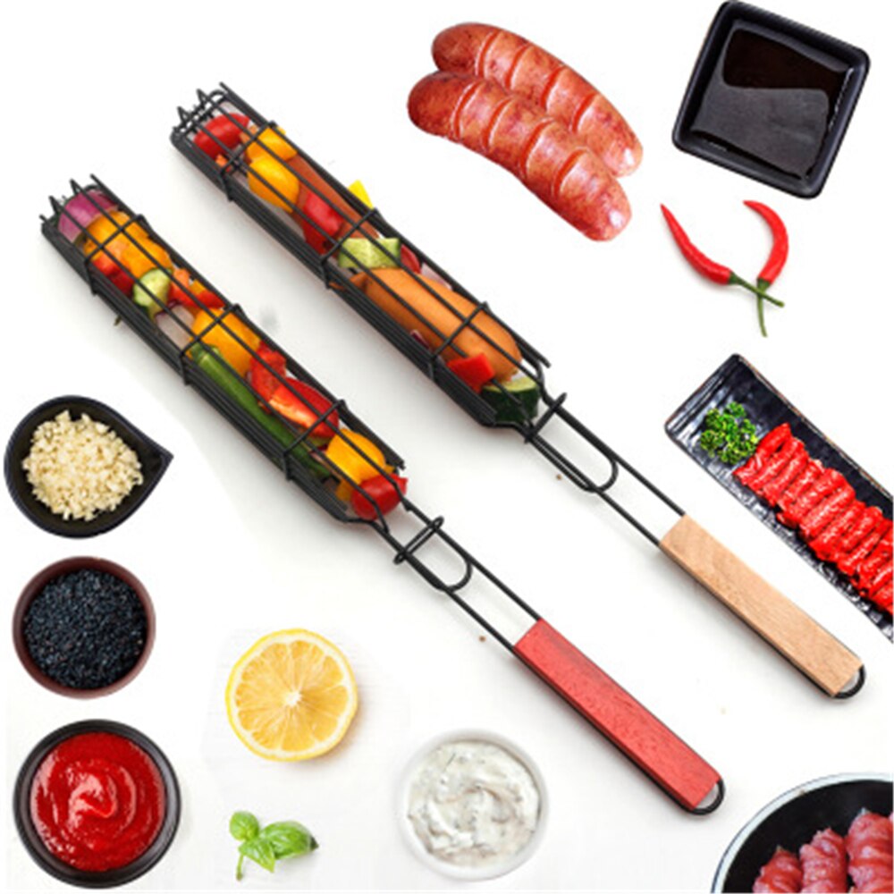 Bbq grillkorg rostfritt stål kebab no stick korg matlagning grill grill mesh köksredskap köketillbehör