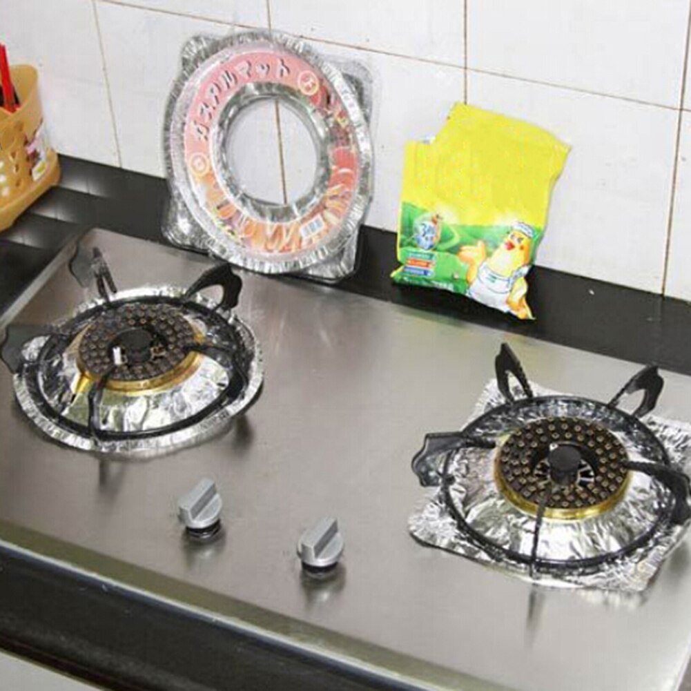 Protector de lámina antiadherente reutilizable para cocina de Gas, Protector para quemador, cubierta para limpieza, herramientas de cocina, protección, 10 Uds.