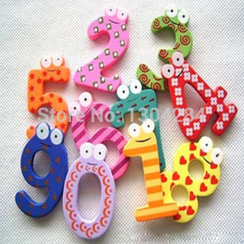 10 unids/set Número de madera 0-9 preciosa nevera juguete de imanes para los niños de los niños