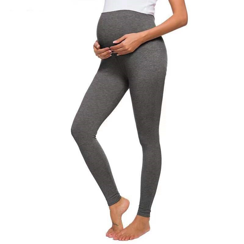 Skinny High Waist Belly Pants Maternity Pencil Leggings Pants Slim Pregnant Women Sport Trousers Pregnancy Clothings: Dark Grey / M