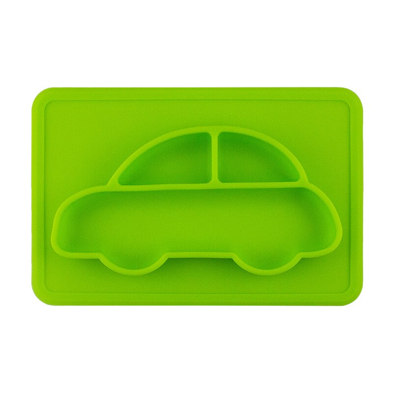 Baby silikon bil form bordstablett tallrik servis barn mat behållare fat spädbarn matning barn mat tallrik bricka redskap: Grön