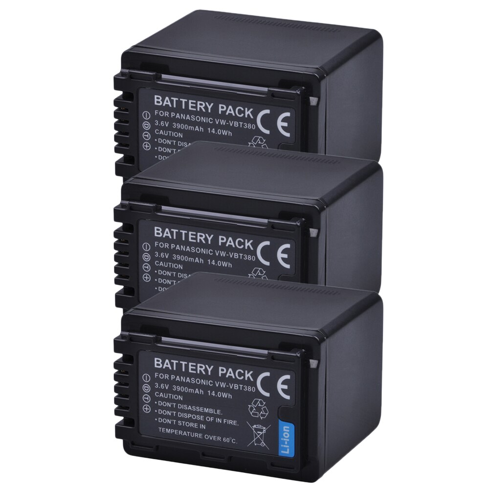 Batteria Li-ion Ricaricabile VW-VBY100 Per Panasonic HC-V110, HC-V201 E Modelli Compatibili, 1250mAh, 3.7V, 2 Pezzi